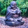 Mason & Jones - Solar Specialists Happy Buddha With Solar Light -Garden Furniture Shop 307135 bronze buddha garden ornament daylight1
