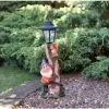B&M Garden Gnome With Solar Lamp Post - Purple -Garden Furniture Shop 307140 gnome with solar lamp post 71