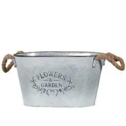 B&M Galvanised Oval Planter