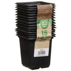 B&M Black Plant Pots 15pk -Garden Furniture Shop 319024 grow your own 15 plant pots 7cm1