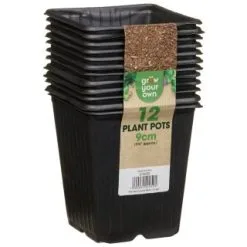 B&M Black Plant Pots 12pk 7 B&M Black Plant Pots 12pk -Garden Furniture Shop 319025 grow your own 12 plant pots 9cm1