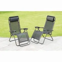 ALFRESCO LIVING Vancouver Zero Gravity Relaxers - Black 2pk