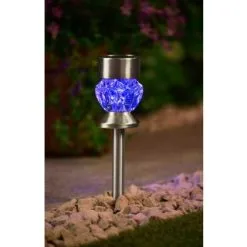 Mason & Jones - Solar Specialists Crystal Top Glass Solar Post Light 4pk -Garden Furniture Shop 341965 4pk crystal top post light blue solar1