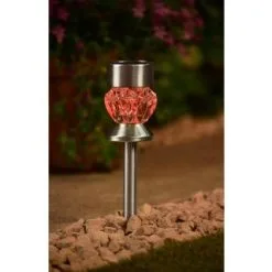 Mason & Jones - Solar Specialists Crystal Top Glass Solar Post Light 4pk -Garden Furniture Shop 341965 4pk crystal top post light red solar1