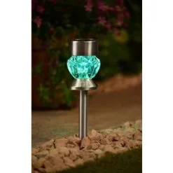 Mason & Jones - Solar Specialists Crystal Top Glass Solar Post Light 4pk -Garden Furniture Shop 341965 4pk crystal top post light teal solar1