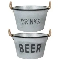B&M Large Galvanised 'Beer' Bucket Planter -Garden Furniture Shop 342027 large drinks buckets main1