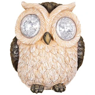 B&M Solar Resin Owl With Crystal Eyes - Brown 4 B&M Solar Resin Owl With Crystal Eyes - Brown - Image 2