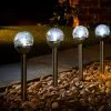 Eveready Crackle Ball Stakes 4pk - White -Garden Furniture Shop 353607 eveready 4pk solar powered crackle ball light