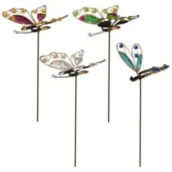 B&M Glitter Stake - Green Butterfly -Garden Furniture Shop 353659 glitter stakes main