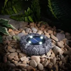 Mason & Jones - Solar Specialists Stone Effect Ground Solar Light - Dark Grey