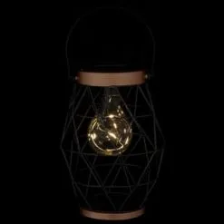 B&M Metal Hexagonal Solar Lantern - Copper -Garden Furniture Shop 353880 24cm metal hexagonal solar lantern copper trim