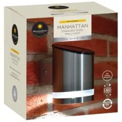 Mason & Jones - Solar Specialists Manhattan Solar Powered Wall Light -Garden Furniture Shop 366488 masoon and jones manhattan solar powered stainless steel wall light cool white led