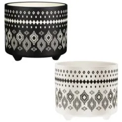 B&M Urban Eden Embossed Footed Planters 3pk - Black -Garden Furniture Shop 366531 3pk urban eden plant pot on tripod stand group