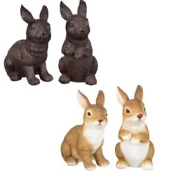 B&M Garden Rabbit Ornaments 2pk - Cast Iron Effect -Garden Furniture Shop 366608 2pk rabbit garden ornaments main