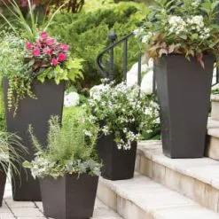 B&M Sonata Planter 50cm - Slate -Garden Furniture Shop 377687 377689 377691 377694 377698 377702 sonata planter slate pewter 33cm 50cm 70cm 3 5