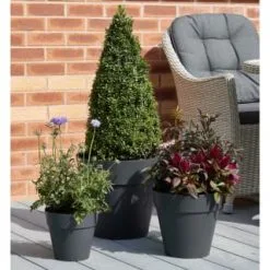 B&M Soho Pot Planter - Charcoal 28cm -Garden Furniture Shop 378389 385058 381595 soho planter charcoal 38cm 28cm 17cm 4 1