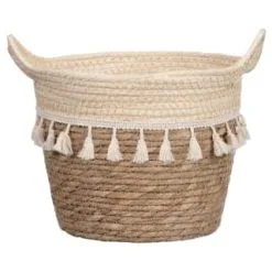 B&M Natural Basket Planter With Fringing