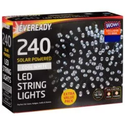 Eveready Solar Powered LED String Lights 240pk - Cool White -Garden Furniture Shop 379219 eveready 240 soloar powered led string lights