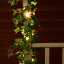 Mason & Jones - Solar Specialists Solar Powered 5m Artificial Ivy Leaf Garland 60pk - Warm White LED -Garden Furniture Shop 379256 botanical garden 5m solar powered artificial ivy leaf garland 60 warm white leds 5