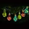Mason & Jones - Solar Specialists Solar Powered 12 Coloured Light Bulb String LED Lights - Warm White -Garden Furniture Shop 379261 12pk mason and jones string lights coloured light buld warm white