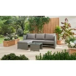 ALFRESCO LIVING Sorrento Reversible Rattan Effect Corner Sofa Set 2pc