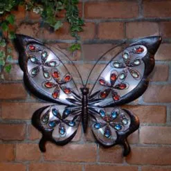 Mason & Jones - Solar Specialists Solar Powered Metal Jewelled Butterfly Wall Art