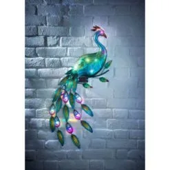 Mason & Jones - Solar Specialists Solar Powered Metal Peacock Wall Art