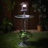 Mason & Jones - Solar Specialists 4-in-1 Bird Bath With Planter & Solar Light - Pewter -Garden Furniture Shop 379482 4 in 1 pewter bird bath feeder solar light planter 2