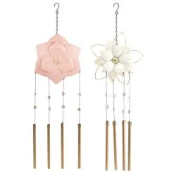 B&M Flower Windchime - Pink -Garden Furniture Shop 379613 boho garden flower tubular windchime group