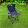 Rolson Folding Camping Chair With Cup Holder - Black -Garden Furniture Shop 379743 rolson folding armchair with cup holder black