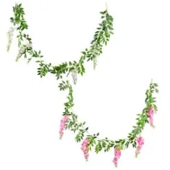 B&M Artificial Wisteria Garland 180cm - Pink -Garden Furniture Shop 379981 wisteria garland 180cm group