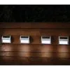 Mason & Jones - Solar Specialists Solar Powered Stainless Steel Fence Lights 4pk -Garden Furniture Shop 382952 4pk solar powered stainless steel fence wall lights cool white leds 2
