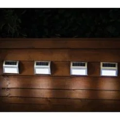 Mason & Jones - Solar Specialists Solar Powered Stainless Steel Fence Lights 4pk