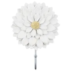 B&M Flower Wall Hook - Cream -Garden Furniture Shop 392759 flower wall hook white 2