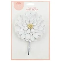 B&M Flower Wall Hook - Cream -Garden Furniture Shop 392759 flower wall hook white