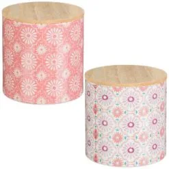 B&M Ceramic Candle With Wooden Lid - White -Garden Furniture Shop 392775 large printed ceramic candle with wooden group