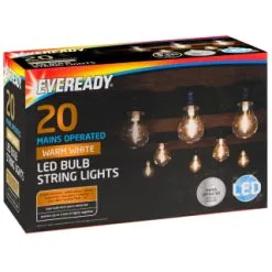 Eveready Mains Powered LED Bulb String Lights 20pk - Warm White -Garden Furniture Shop 392912 eveready 20 mains operated warm white led bulb string lights21