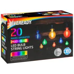 Eveready Mains Powered LED Bulb String Lights 20pk - Multicolour -Garden Furniture Shop 392913 eveready 20 mains operated multi colour bulb string lights 1