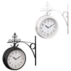 B&M Outdoor Dual Sided Station Clock - Cream -Garden Furniture Shop 392937 outdoor dual sided station clock group