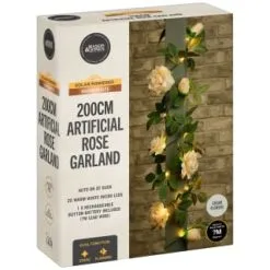 Mason & Jones - Solar Specialists Artificial Rose Solar Garland -Garden Furniture Shop 392943 200cm artificial rose solar garland 21