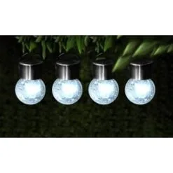 Mason & Jones - Solar Specialists Crackle Glass Hanging Solar Lights 4pk