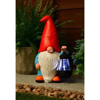 B&M Garden Gonk Ornament With Solar Lantern - Red 4 B&M Garden Gonk Ornament With Solar Lantern - Red - Image 2