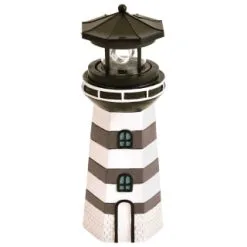 B&M Lighthouse Ornament With Rotating Solar Light - Grey