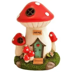 B&M Assorted Mushroom House Ornament With Glowing Solar Light -Garden Furniture Shop 393429 mushroom house ornament with glowing solar light