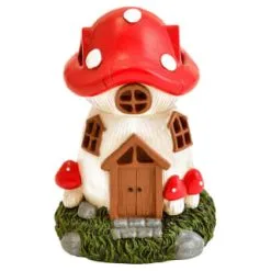 B&M Assorted Mushroom House Ornament With Glowing Solar Light -Garden Furniture Shop 393429 mushroom house ornament with glowing solar light 3
