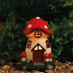 B&M Assorted Mushroom House Ornament With Glowing Solar Light -Garden Furniture Shop 393429 mushroom house ornament with glowing solar light 5