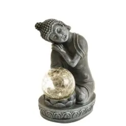 B&M Assorted Sitting Solar Buddha Garden Ornament -Garden Furniture Shop 393441 sitting buddha garden ornament with solar crackle ball 4