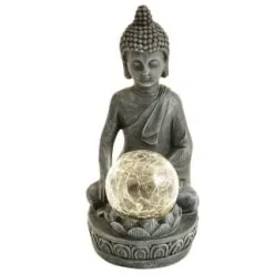 B&M Assorted Sitting Solar Buddha Garden Ornament -Garden Furniture Shop 393441 sitting buddha garden ornament with solar crackle ball 5
