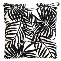 Simply Garden Luxury Seat Pad - Black Palm Leaf Print