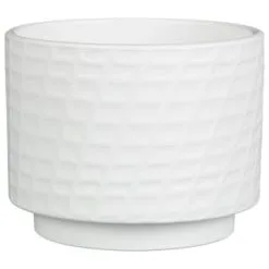 B&M White Ceramic Planter With Base Plate -Garden Furniture Shop 393651 white ceramic planter with base plate 4